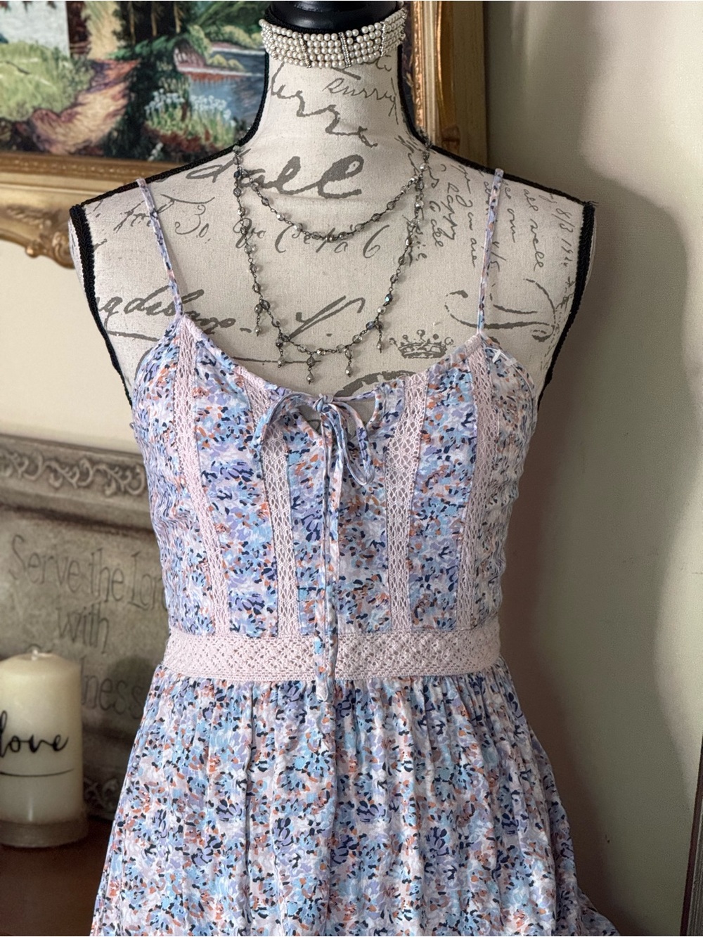 Vintage-Inspired Floral High Low Dress | Romantic Cottagecore Midi Smocked Dress - Picture 6 of 8